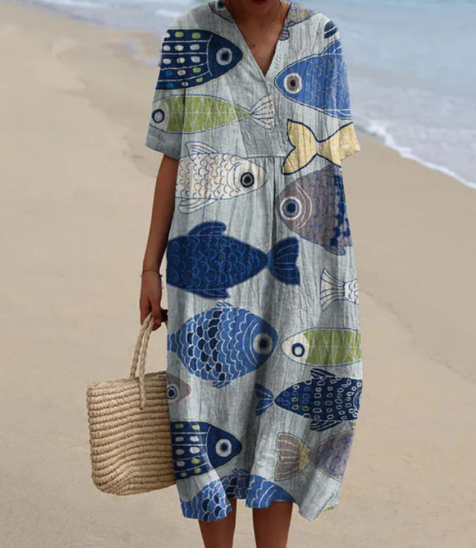 Casual Floral 3D Printing Women Dress