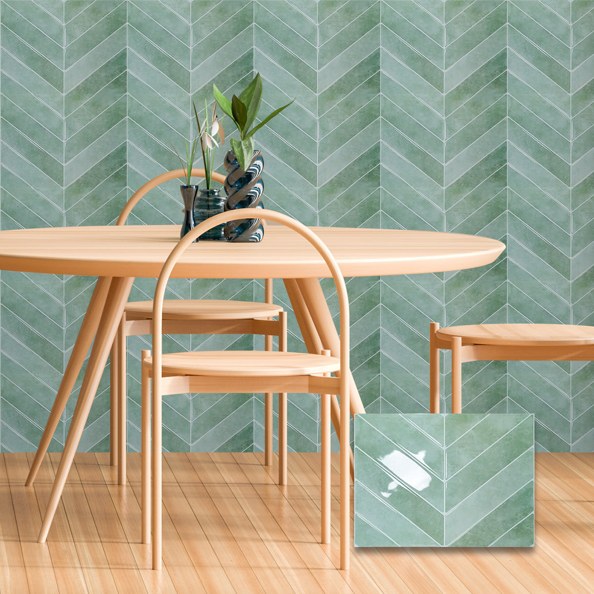 Herringbone Leaves Three-dimensional Self-adhesive Kitchen Antifouling Plastic Dripping Sticker