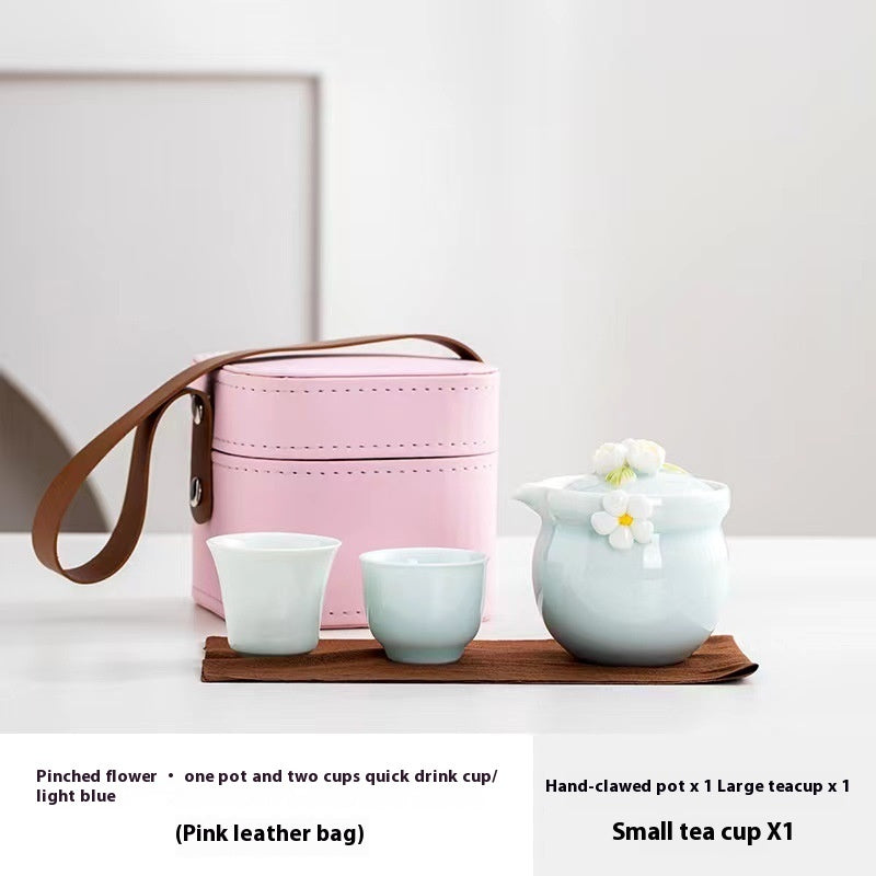 Travel Tea Set Quick Cup One Pot Two Cups Portable