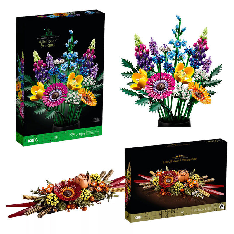 Plant Bouquet Puzzle Assembled Building Block Toys