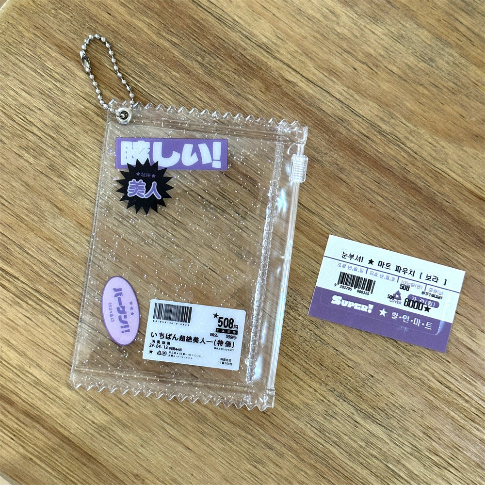 Korean Ins Shiny Transparent Candy Bag Zipper Bag Storage Card Holder