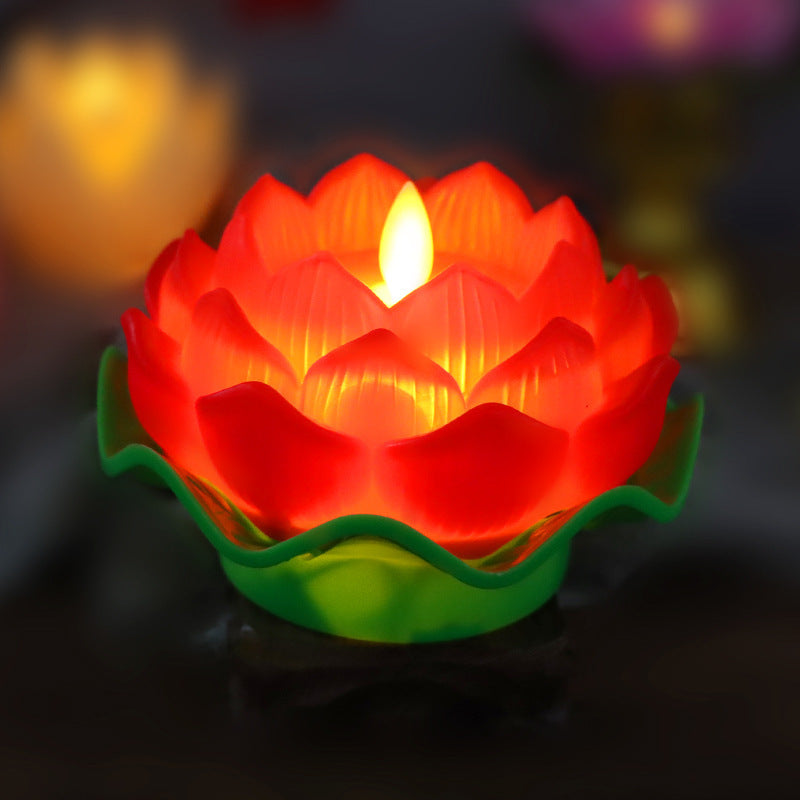 Lotus Candle Lotus Lamp Legal Props Changming Lamp Plastic Luminous Electronic Candle Ornaments