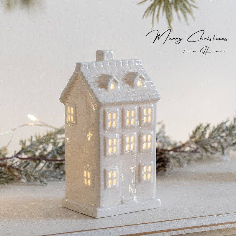 Christmas Decoration Ceramic Small House Small Night Lamp Desktop