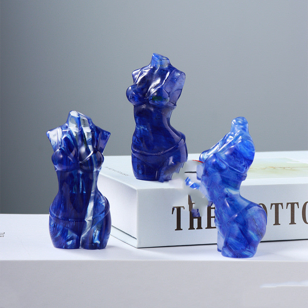 Blue Smelted Crystal Nude Torso Sculpture Ornaments
