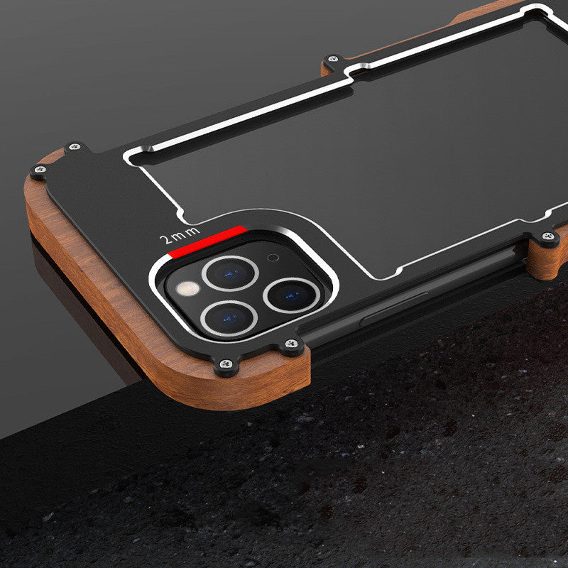 Metal Wooden Frame Phone Case Protective Sleeve