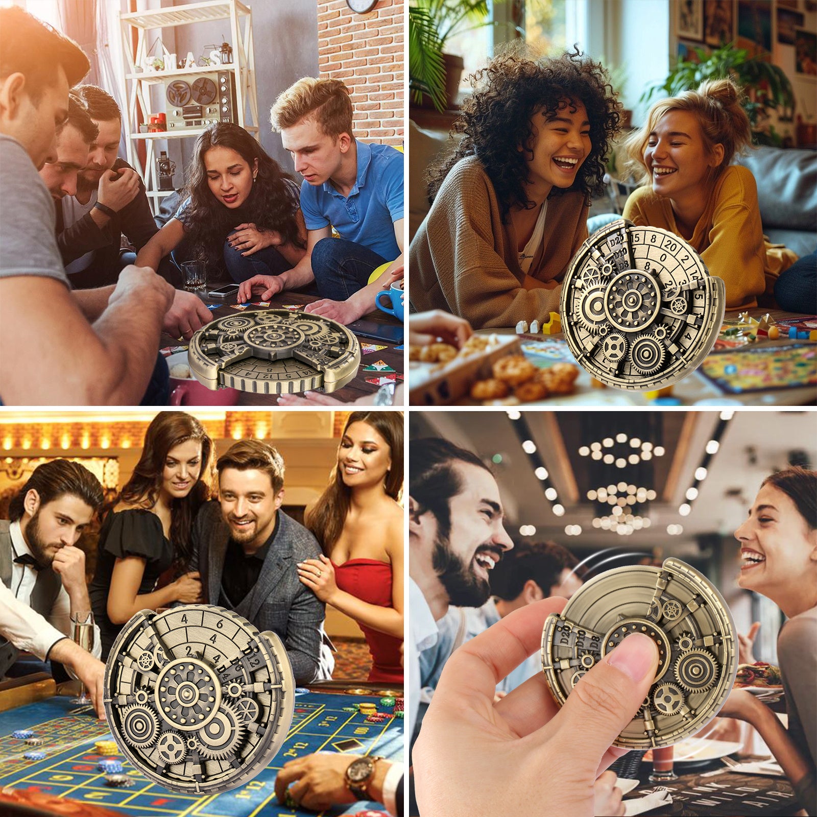 Private Model Time Gear Fingertip Gyroscope Retro Wheel DND Dice Gift Box Set, Role Playing Game Dice On The Table