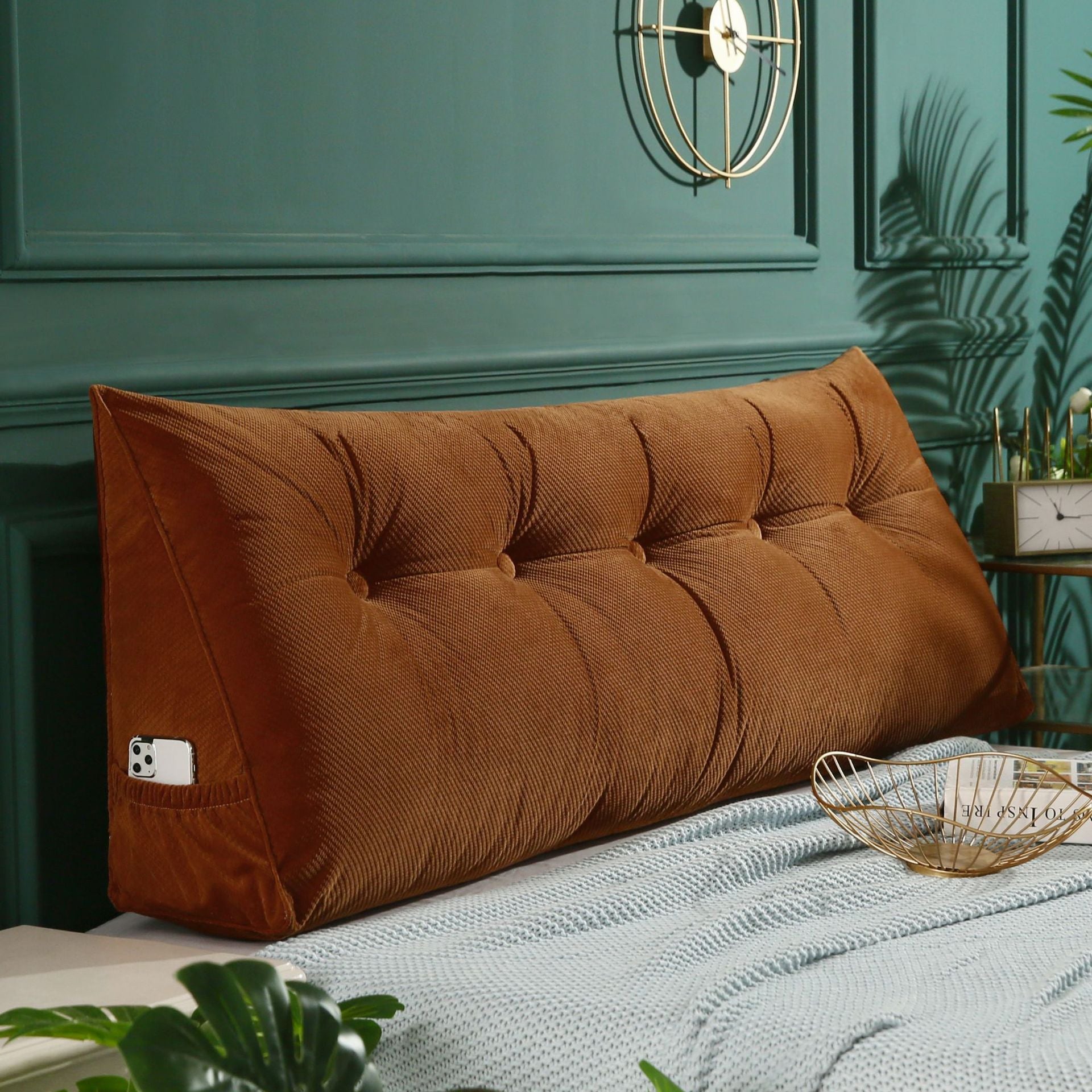 Three Dimensional Velvet Triangle Big Cushion Bedside Cushion Can Be
