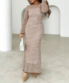 Women's Fashion Mesh Striped European And American Wind Beach Vacation Dress