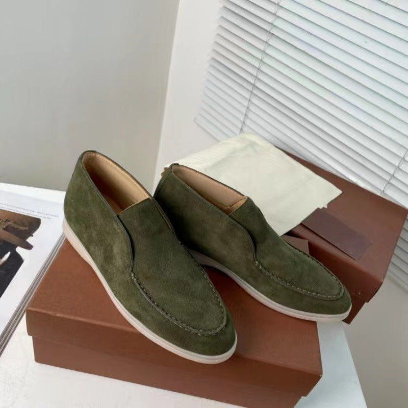 High-top Shoes Women's LP Loafers Slip-on Loafers Retro Flat Bottom Ankle Boots