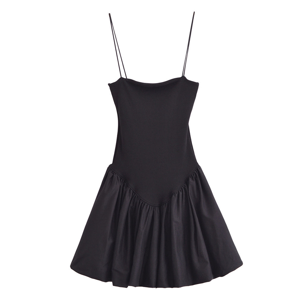Summer New Fashion Puffy Poplin Rib Stitching Tube Top Dress