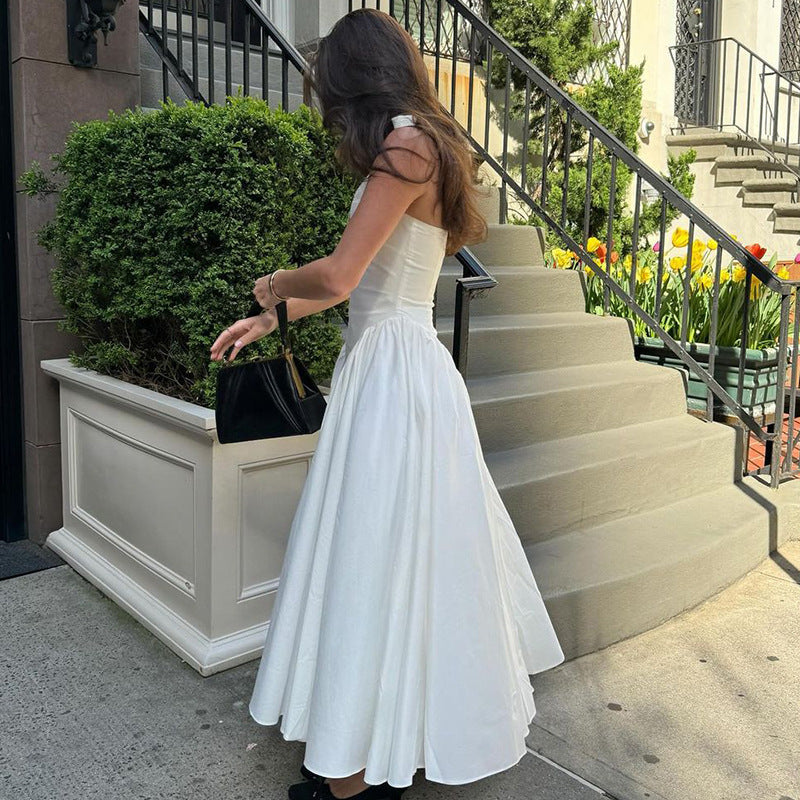 Halter Elegant Large Swing Skirt Dress Women's Clothing