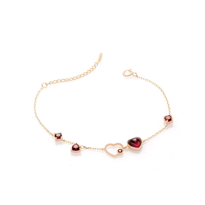 Ladies New Red Pomegranate Heart Bracelet