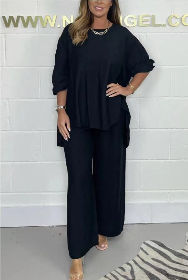 Acetate Satin Long Wide-leg Pants Dovetail Suit