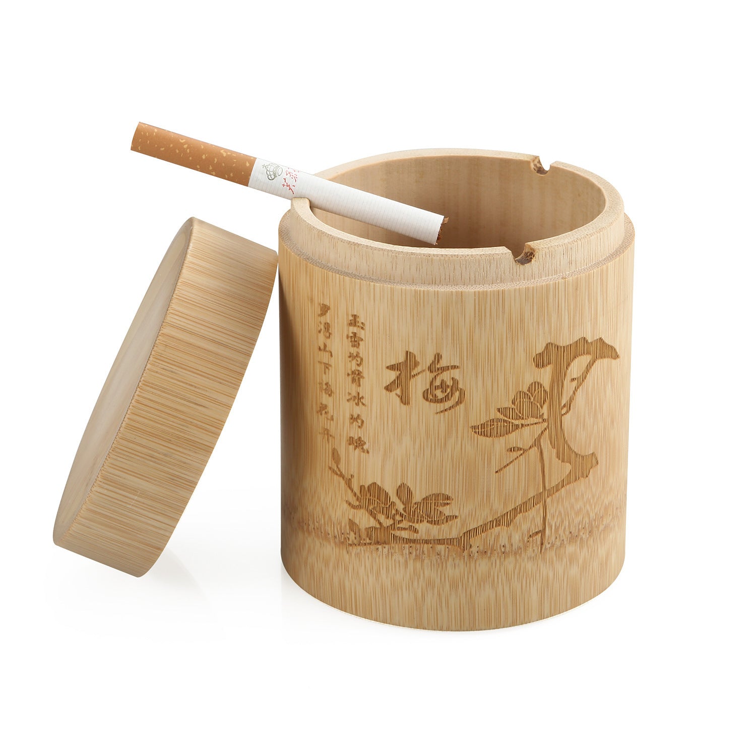 Windproof Ashtray Extra Large Bamboo With Lid