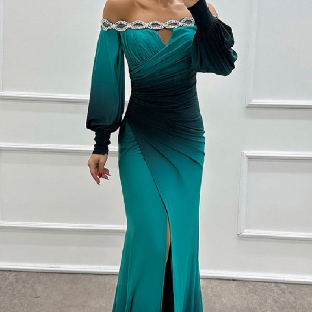 European And American Style Contrast Color Rendering Slim Waist Dress