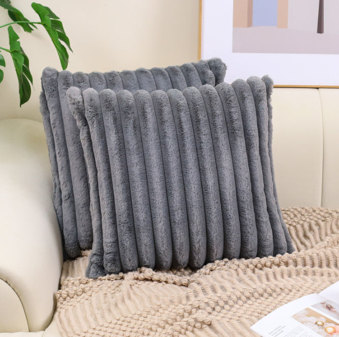 Nordic Light Luxury Faux Rabbit Fur Drawstring Pillowcase