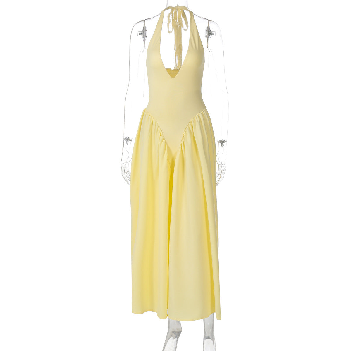 Halter Elegant Large Swing Skirt Dress Women's Clothing