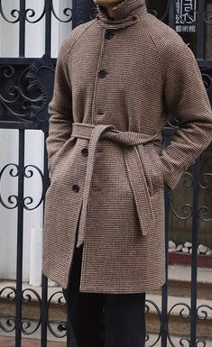 Mid-length Vintage Wool Coat With Shoulder Insert