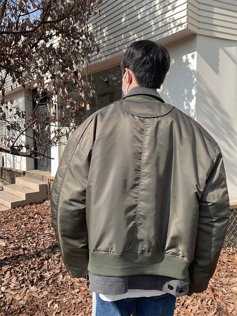 Winter High-grade Denim Stitching Two-piece Pilot Jacket