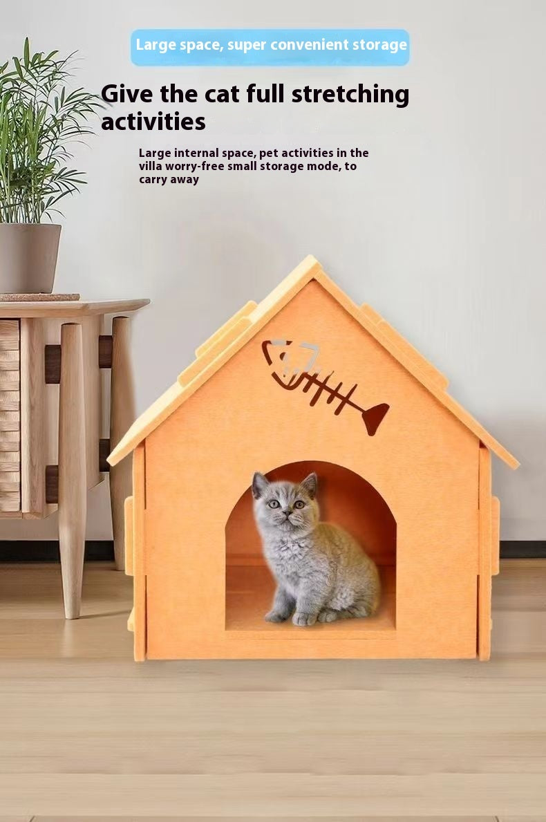 Felt Cat Bed Four Seasons Universal Removable And Washable Small House Semi-closed Warm Pet Bed