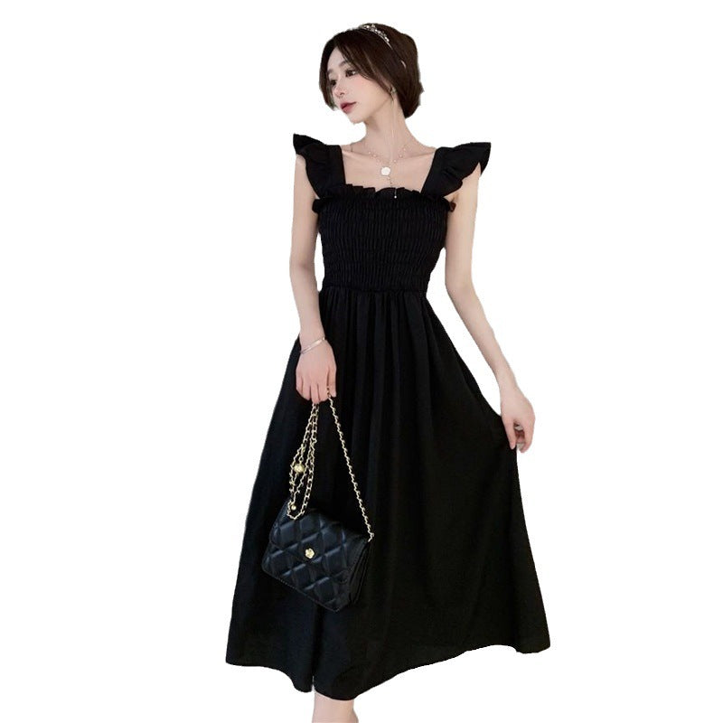 French Retro Women's Square Collar Dress