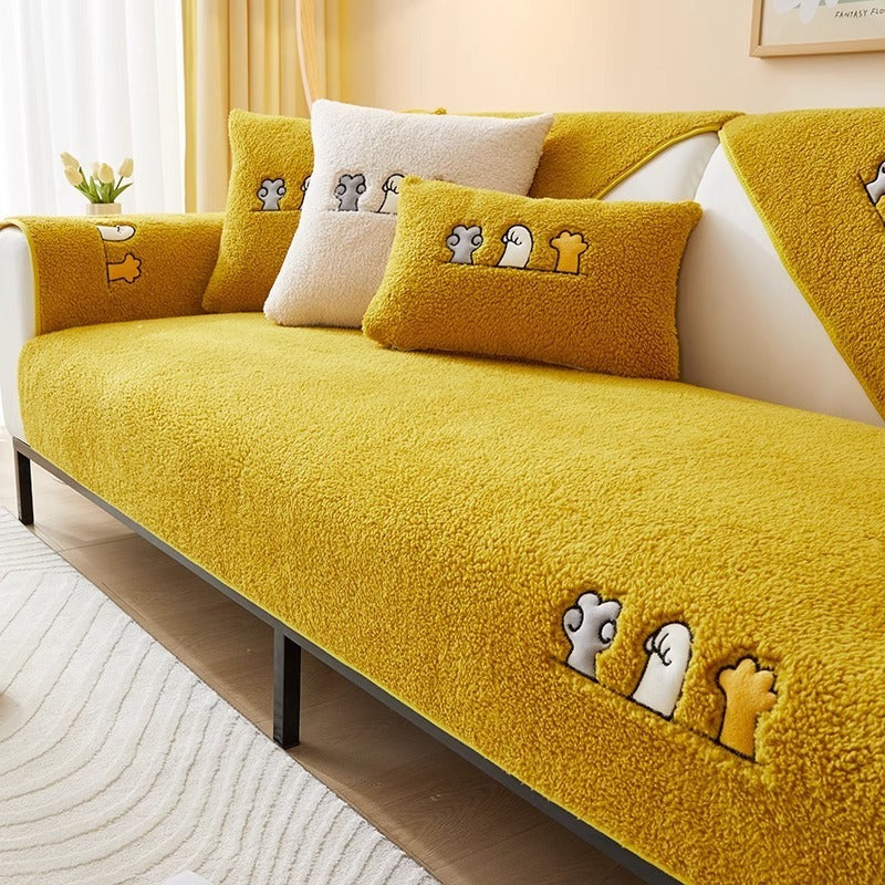 Non-slip Thick Lambskin Sofa Cushion