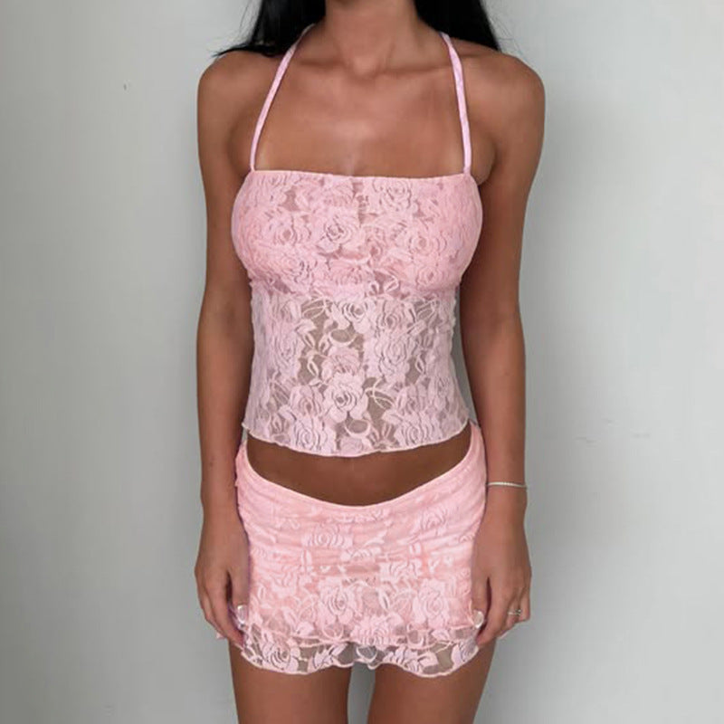 Backless One Piece Strap Vest Low Waist Cake Skirt Women's Clothing