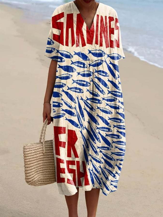 Women's Casual Marine 3D Printed Sleeve Skirt