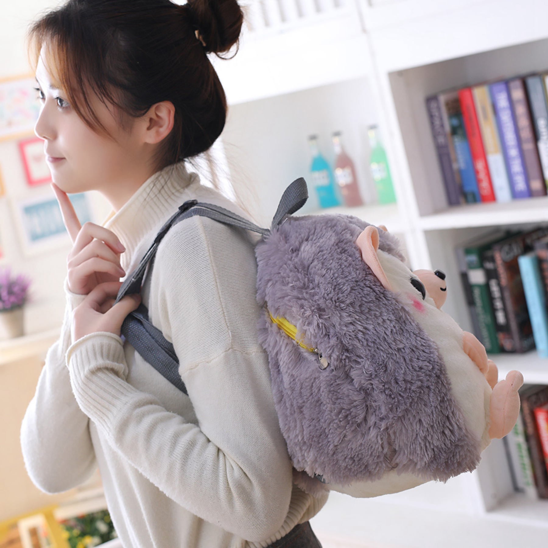 New Cute Cartoon Hedgehog Schoolbag Student Plush Toy