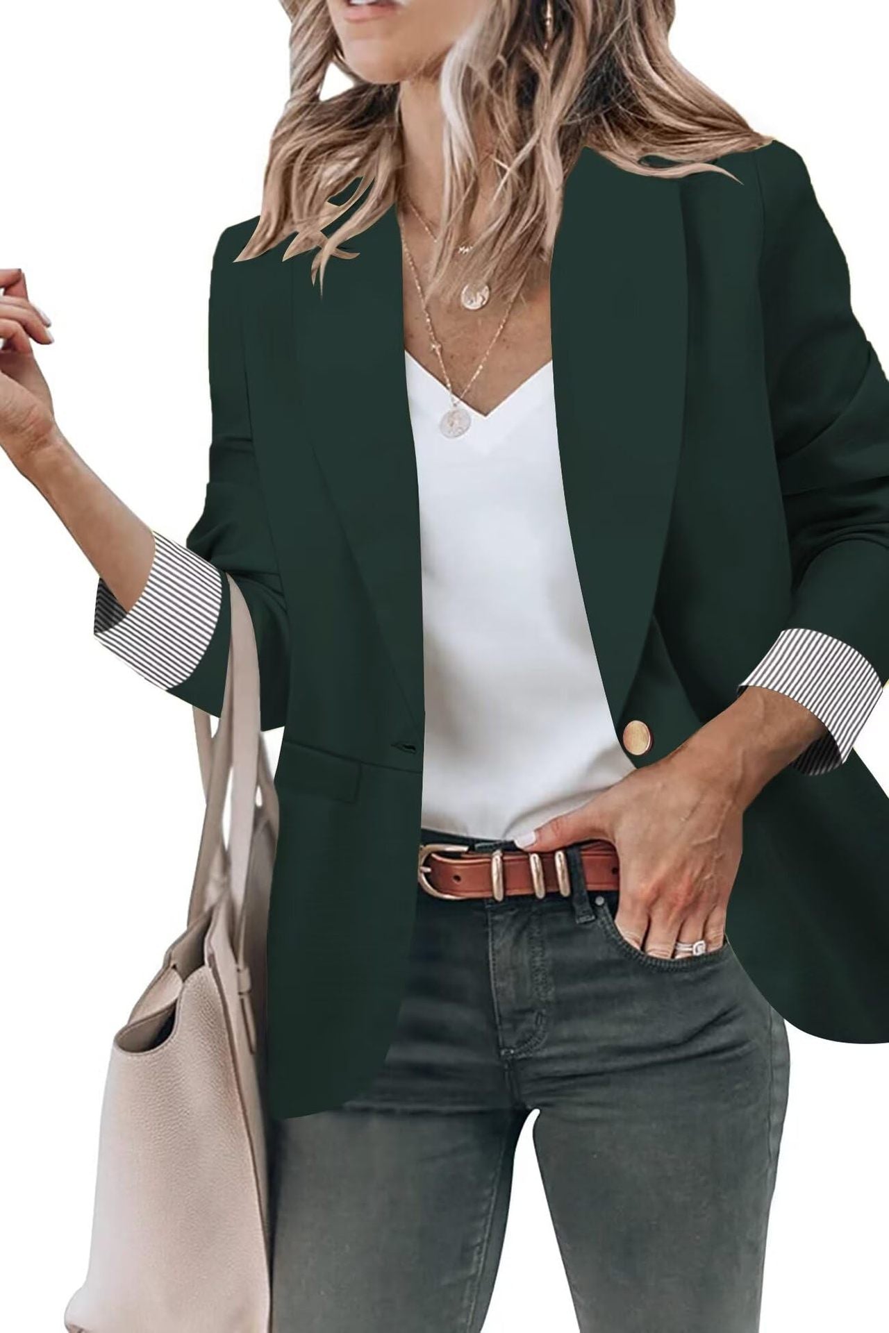 Women's Cardigan Button Small Coat Long Sleeve Short Suit