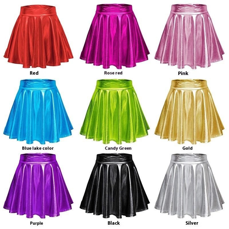 Cos Halloween Performance Costume Shiny Horn Pleated Mini Skirt