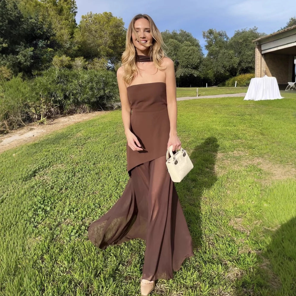 Graceful And Fashionable Tube Top Off-shoulder Sleeveless Dress