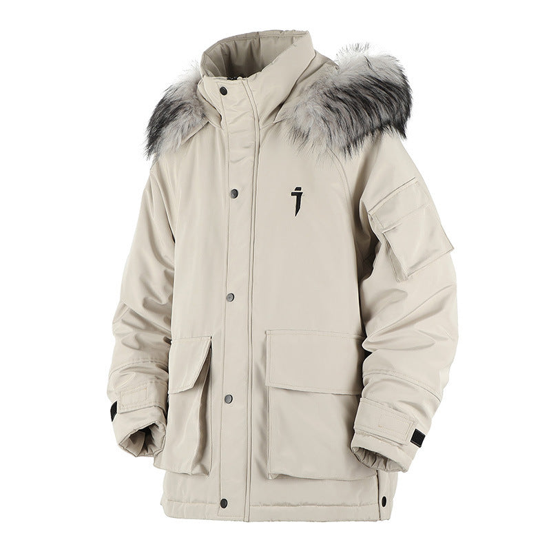 Mechanical Style Big Fur Collar Hooded Casual With Big Pockets Cotton-padded Jacket