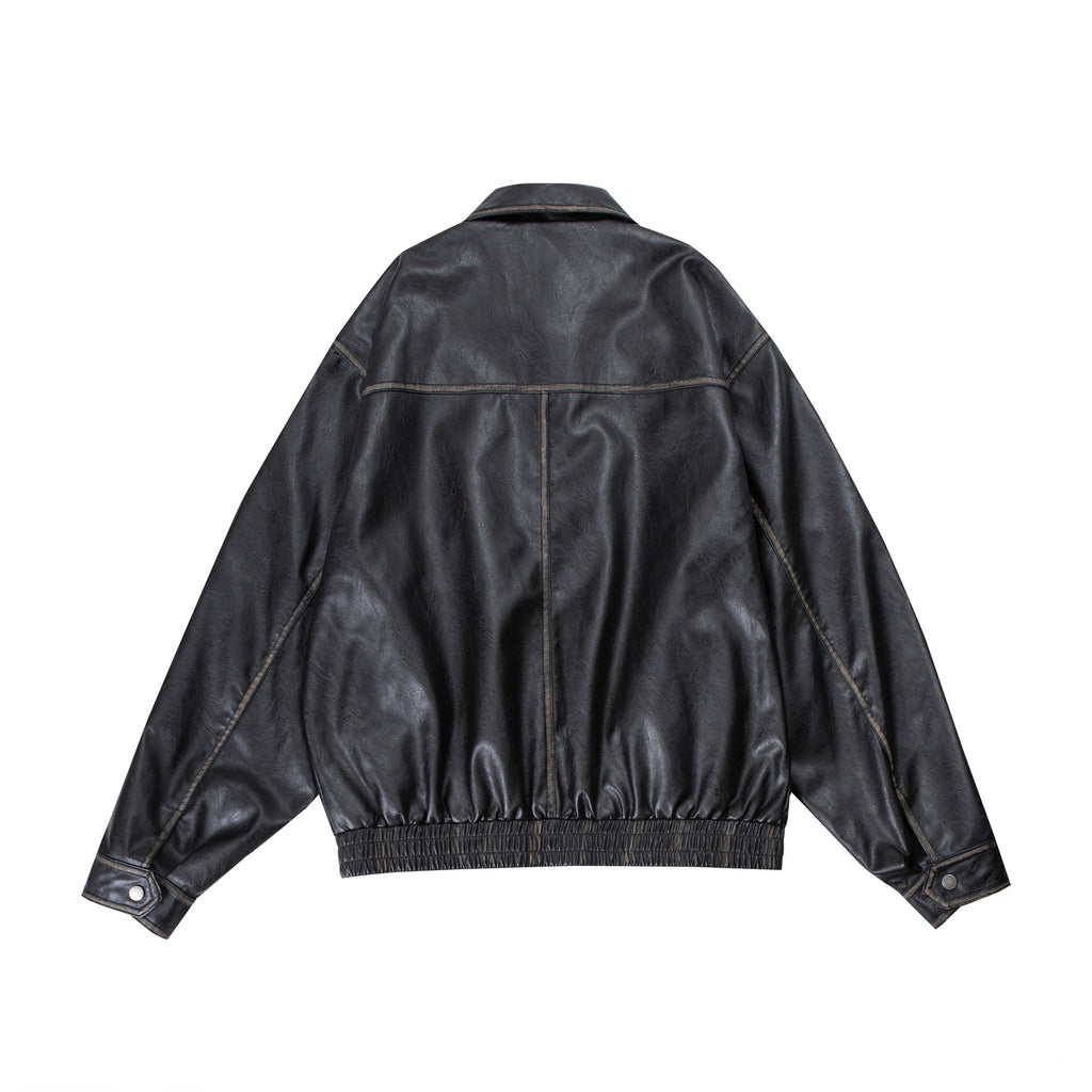 Lapel Motorcycle Pu Coat For Men