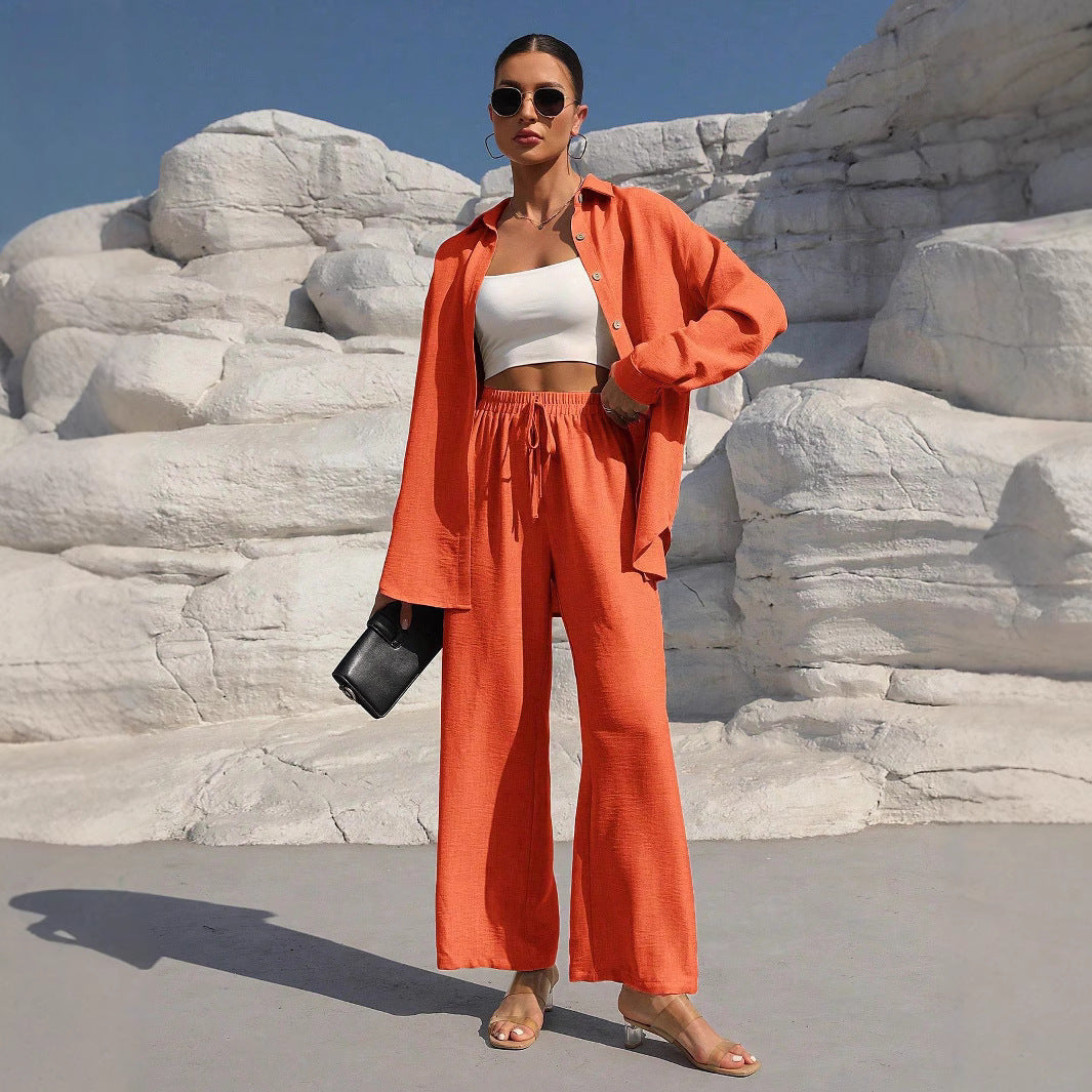 Fashion Graceful Plus Size Women's Long Sleeve Cardigan Two-piece Set Casual Solid Color Suit