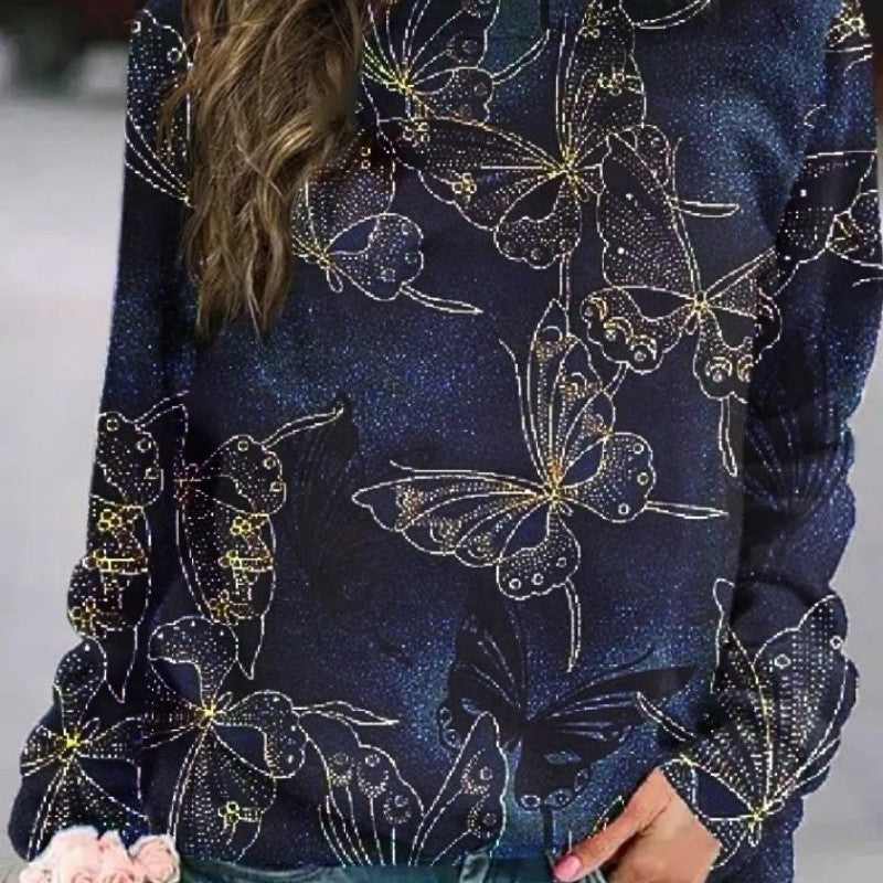 3D Printed Loose Round Neck Fashion Women's Sweater