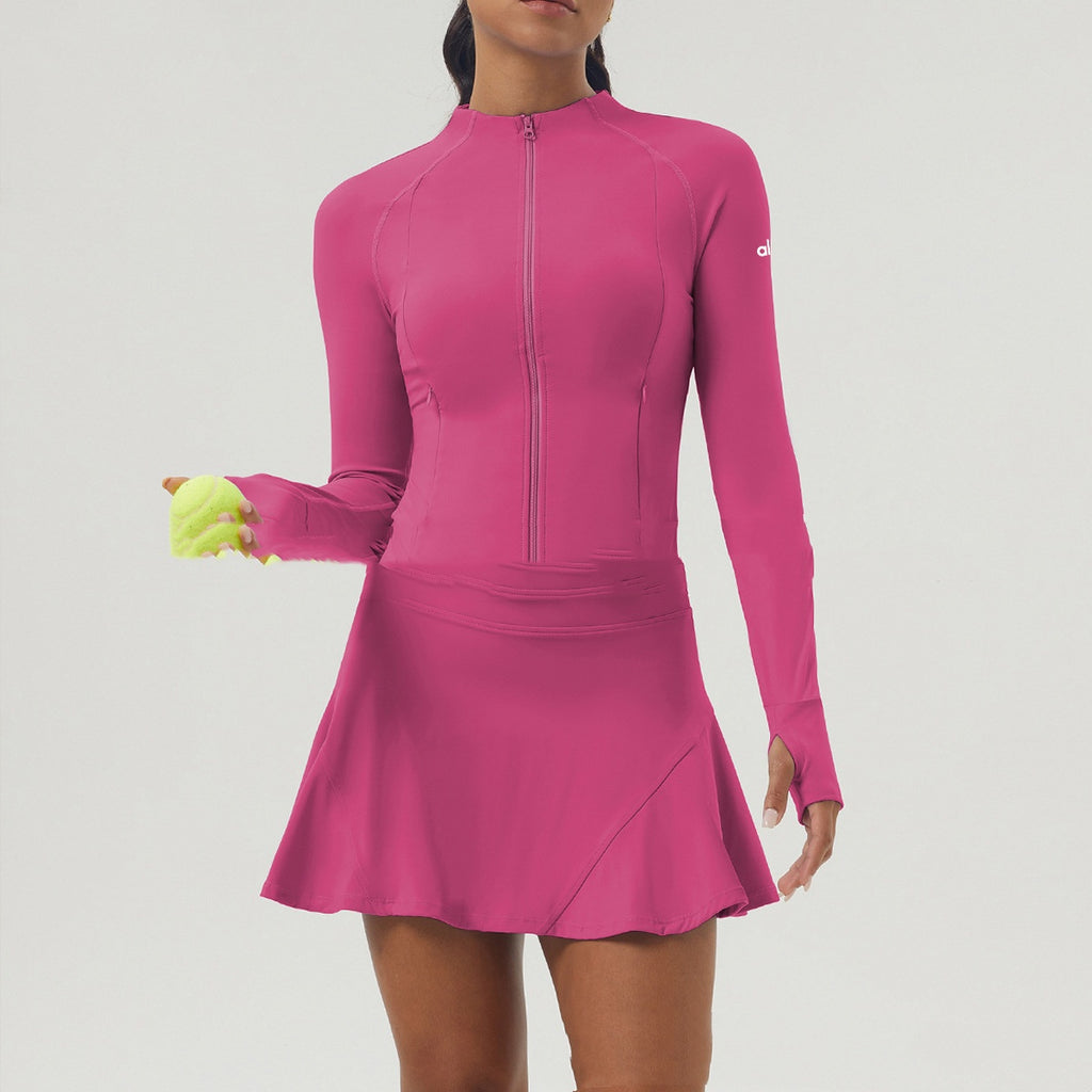 Sports Tennis Skirt Women's Zipper Yoga Clothes Short Pantskirt Suit