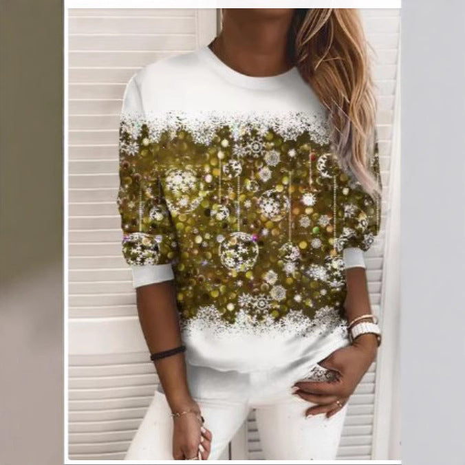 Snowflake Women's Sweater Printed Pullover