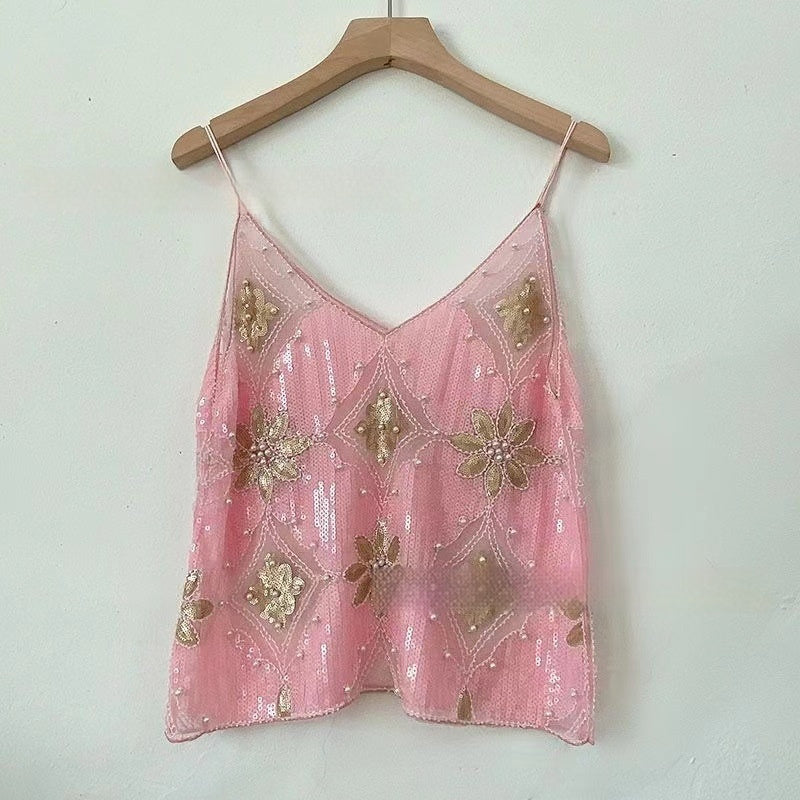 Niche Women's Heavy Embroidery Sequins Beaded Sling