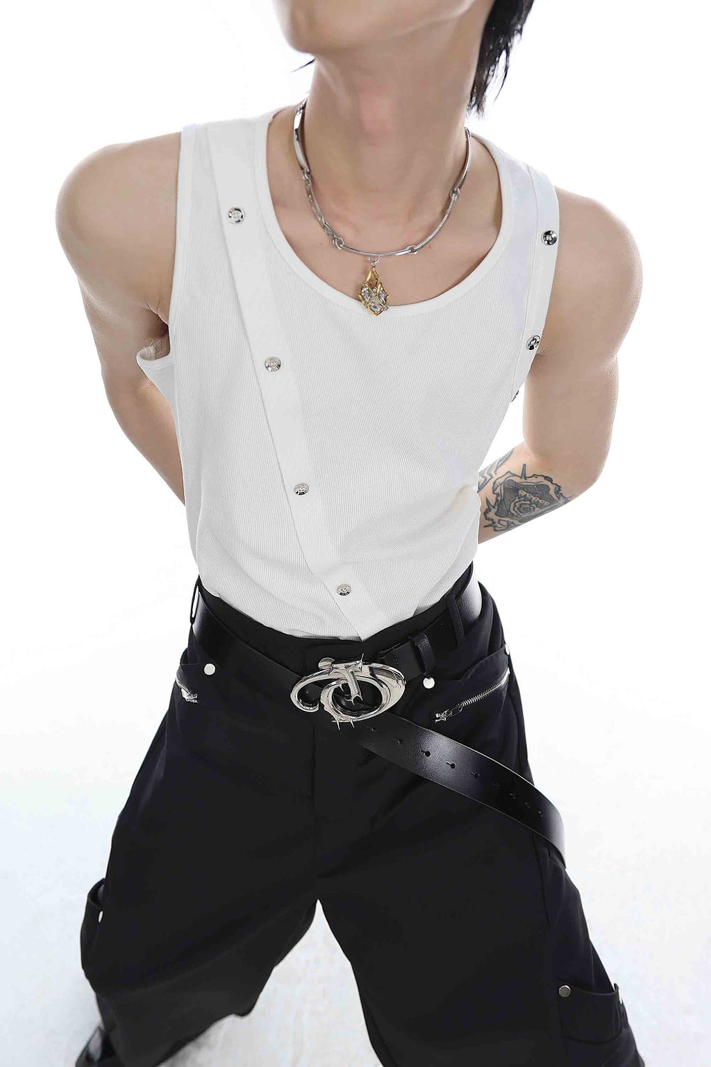 Snake Pattern Pit Stripe Knitted Vest