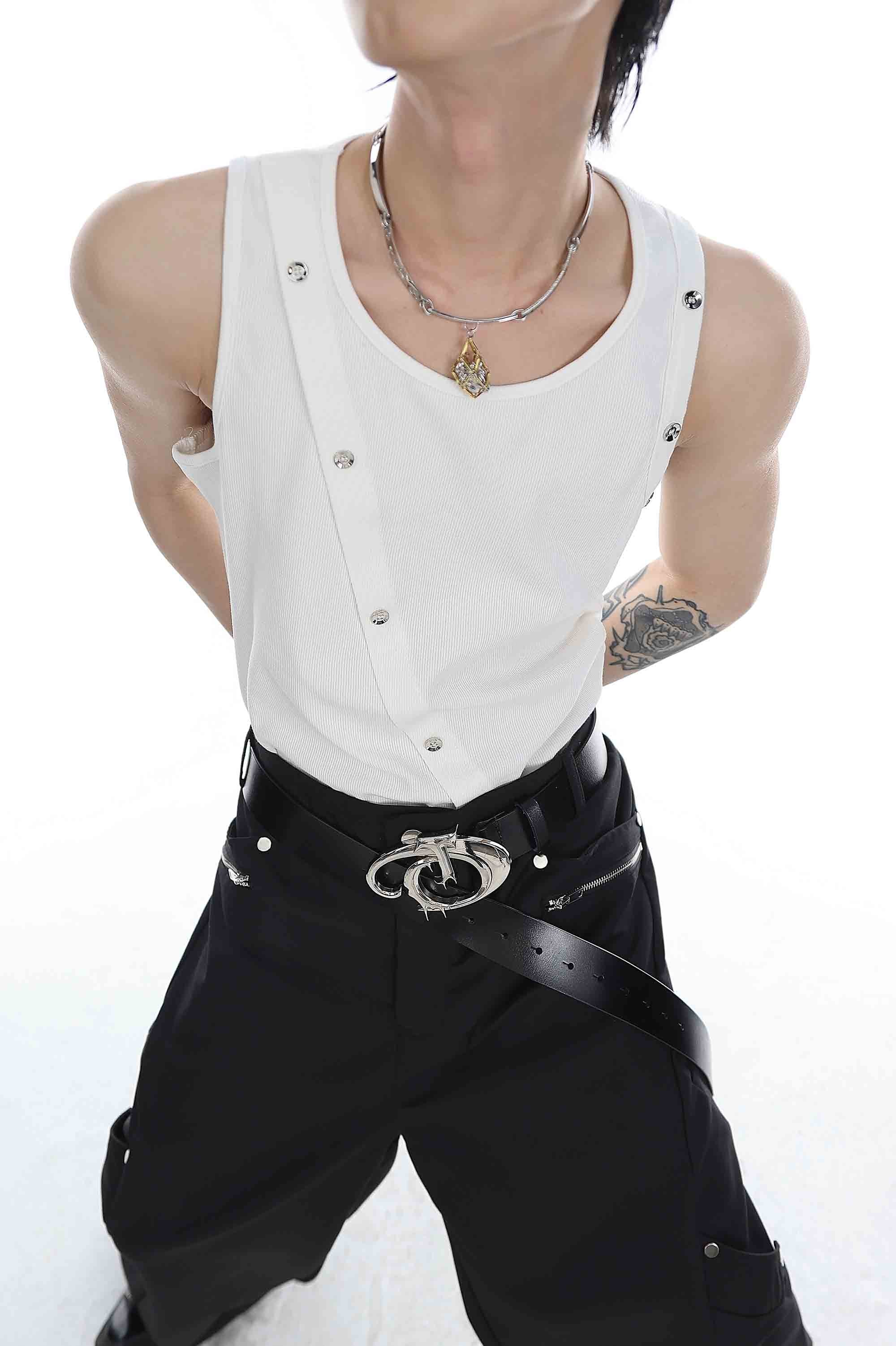 Snake Pattern Pit Stripe Knitted Vest