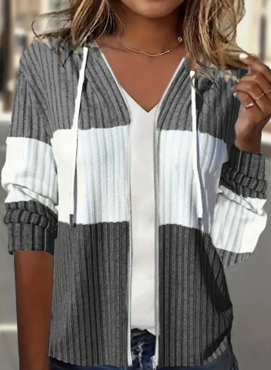 Color Block Zip-up Hoodie Jacket