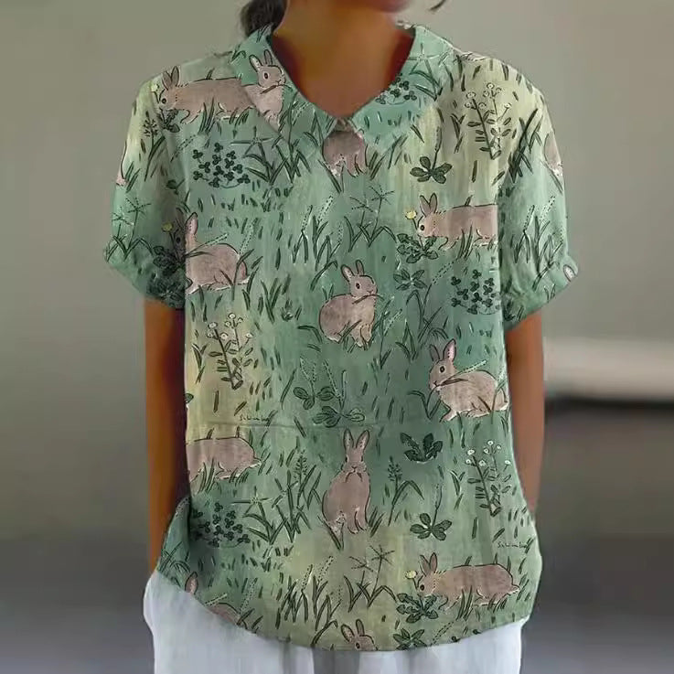 Summer Short Sleeve Printed Pullover Shirt