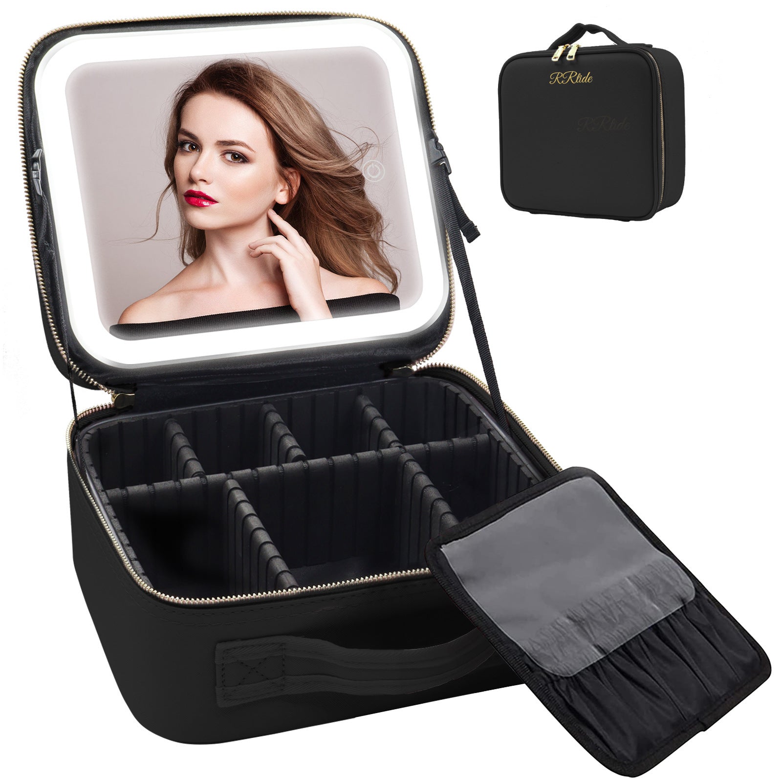 Large Capacity Cosmetic Case With LED Mirror High Sense Multifunctional Storage For Makeup Artist Cosmetic Bag