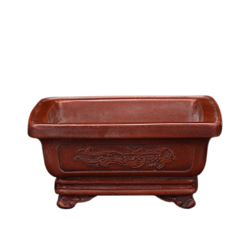 Purple Sand Flowerpot Small Size Antique Square Desktop Bonsai