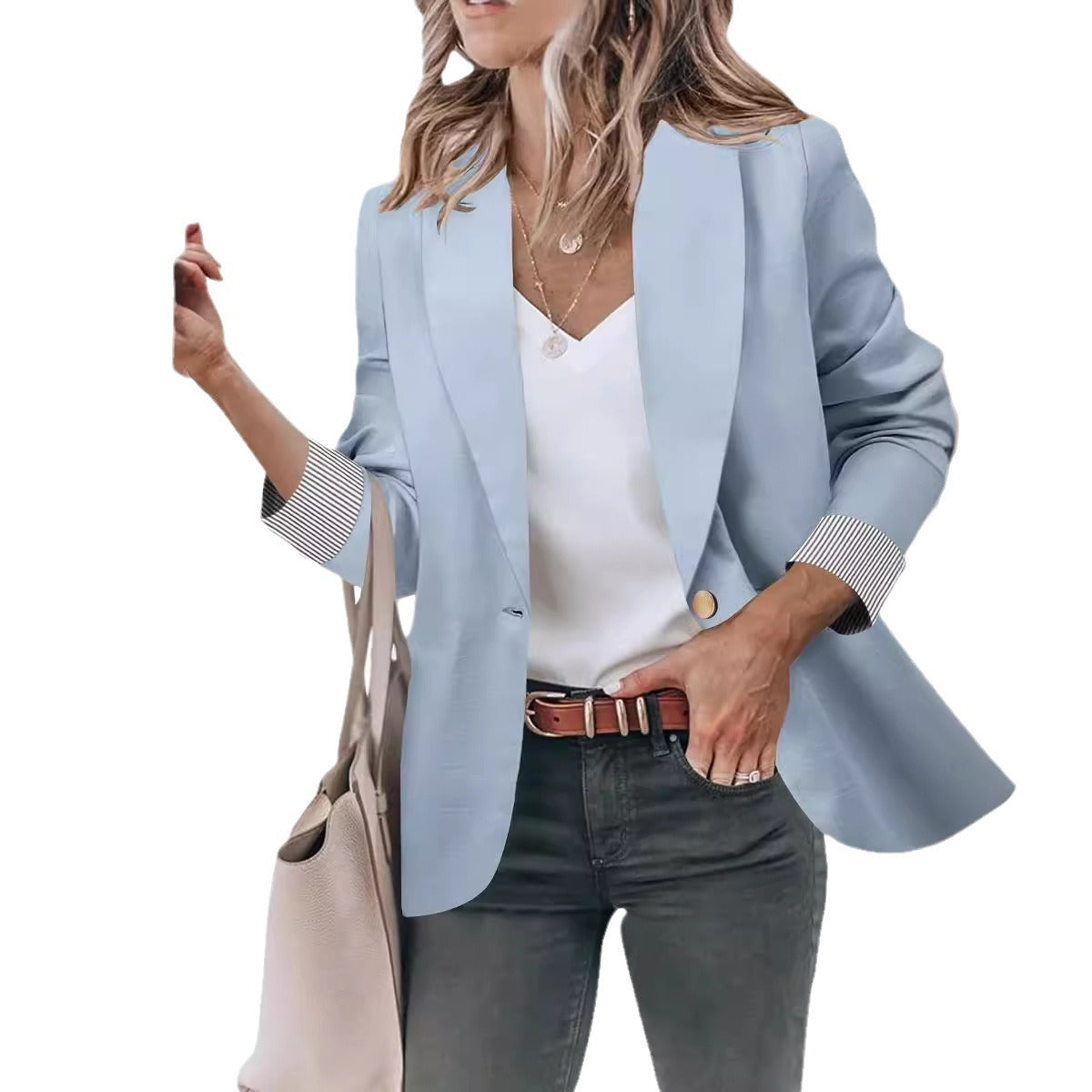 Women's Cardigan Button Small Coat Long Sleeve Short Suit