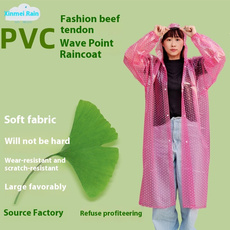 Polka Dot Raincoat Long Thickened Walking Tour