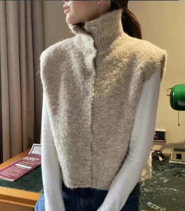 Casual Plus Size Turtleneck Knitted Waistcoat Vest
