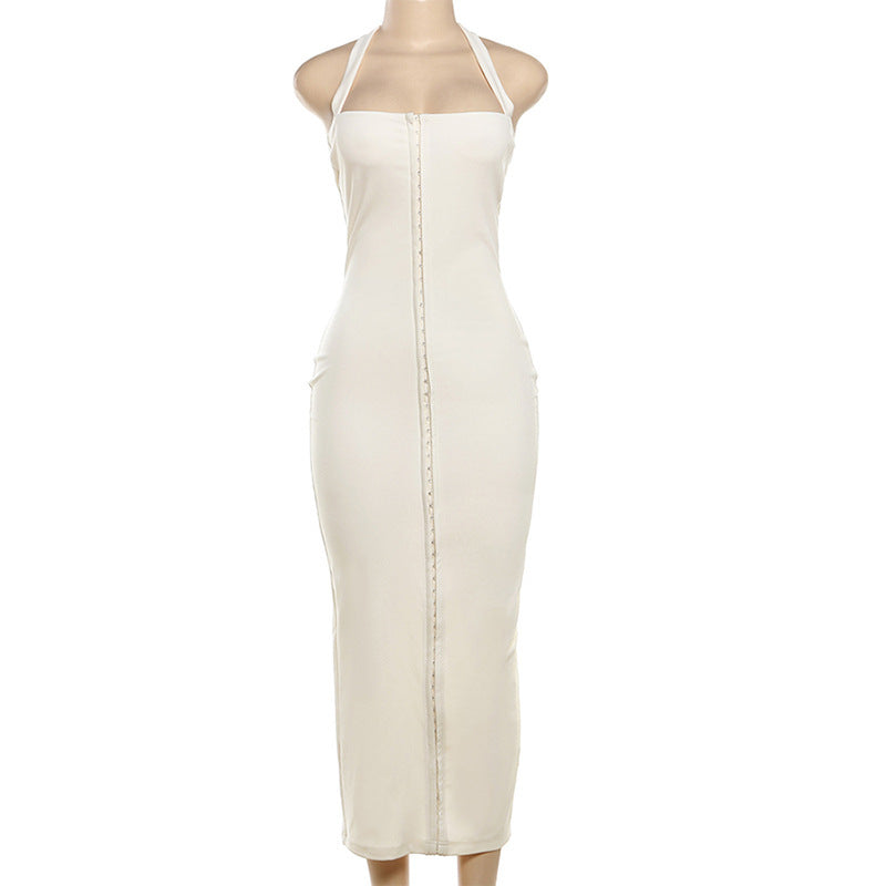 Women's Halter Single-breasted Split Hip Dress