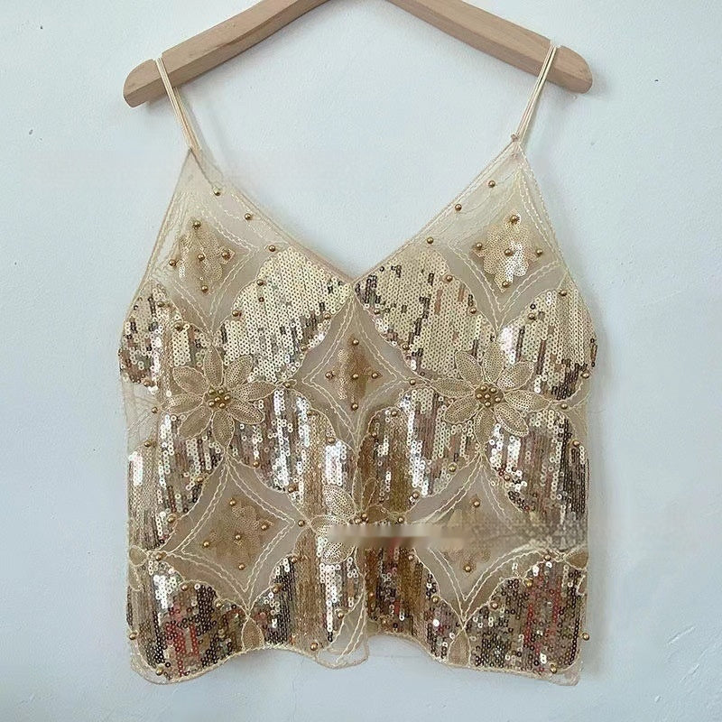 Niche Women's Heavy Embroidery Sequins Beaded Sling